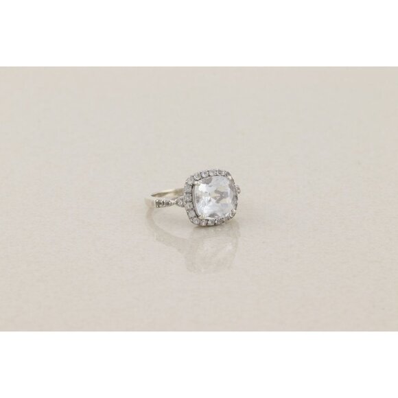 Sterling Silver White Sapphire Halo Ring Size 5 1/2 - Picture 3 of 7